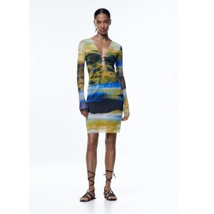Brand New ZARA With Tags! Medium Tie-Dye Mesh Dress